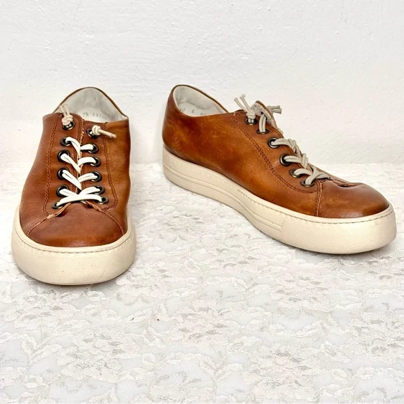 PAUL GREEN Hadley Sneakers Cognac Brown Washed Leather Platform UK 7.5 | US 10 - Picture 14 of 14
